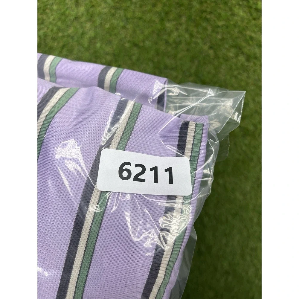 Tiger Woods Nike Polo Shirt Mens Large Striped Purple Golf Outdoor Beach Comfort